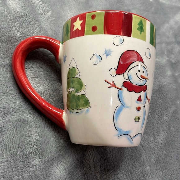 Holiday hand painted Christmas tree cocoa  coffee mug Santa reindeer snowman - Picture 3 of 7